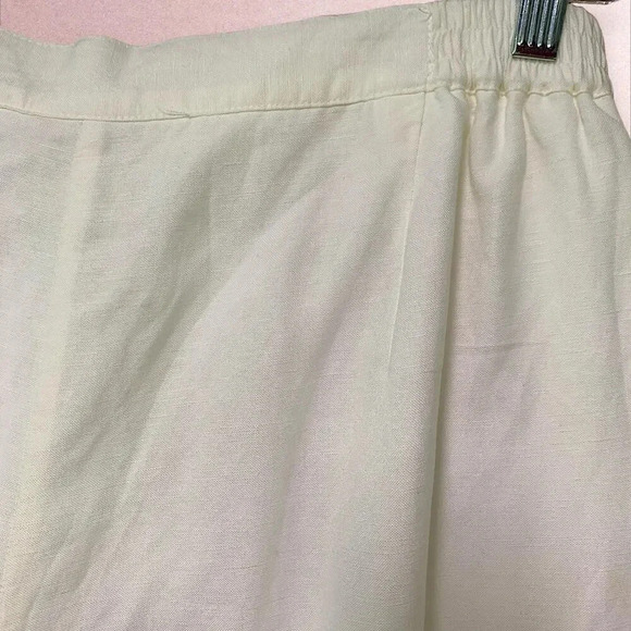 Ruby Rd Linen Blend Crop Straight Leg Pants Beaded Split Hem Plus Size 18W White - Picture 9 of 16